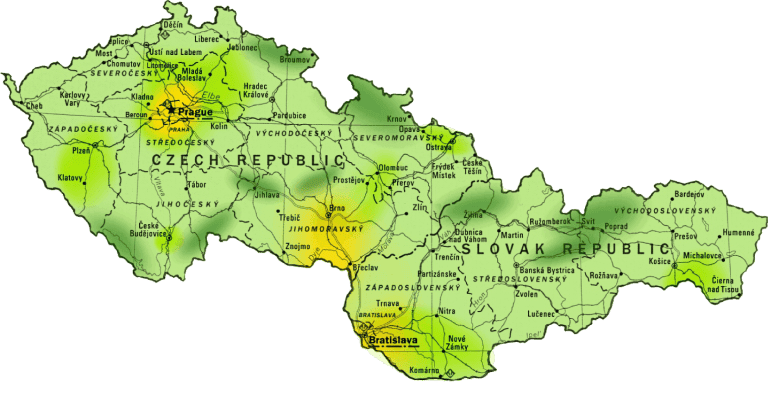 mapa z�n �eskoslovensko